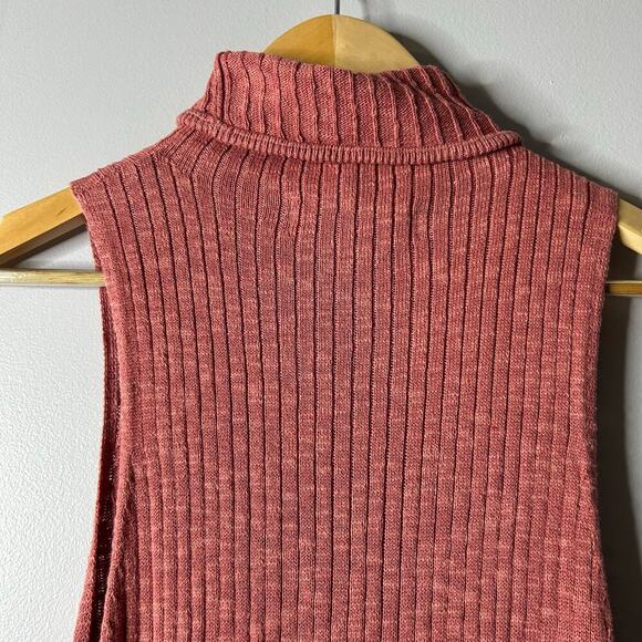 Free People Beach Solari Ribbed Mock Neck Maxi Dress Women’s XS Pink Linen Blend - Picture 6 of 8